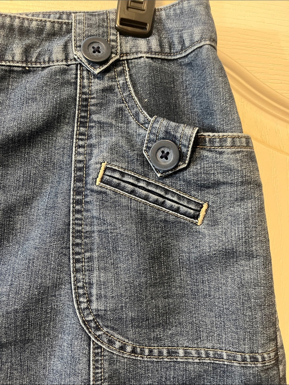 Cherokee Blue Denim A-Line Skirt with Pocket Buttons - Picture 4 of 7